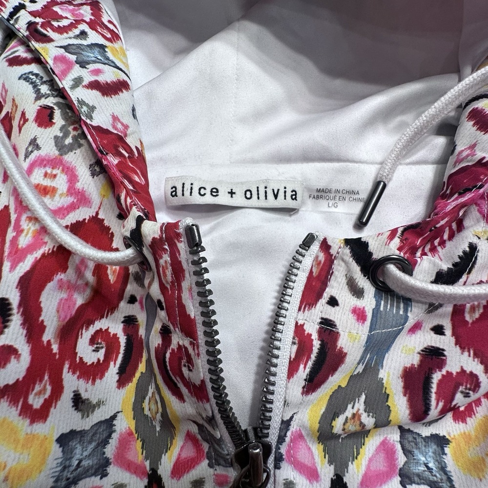 Alice + Olivia Anorak Half-Zip Hoodie Vntg Malibu Print Boho Sz Lg See Descript - Picture 4 of 11